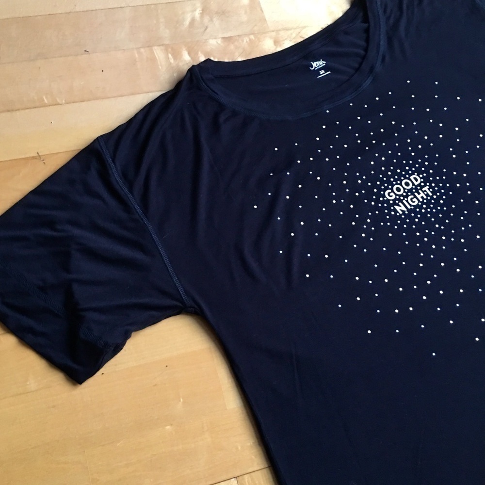 Jenni GOOD NIGHT Star Confetti Sleep Shirt, Black, Gold, White, Size 3X